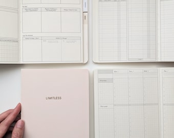 Limitless Planner - Hourly (undated 53 weeks) - Interchangeable Cover, Minimalist Planner, Weekly and Monthly Planner, Corporate, Unisex