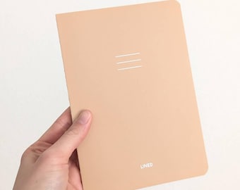 Lined Notebook with Page Numbers, Index, and Pen Test Page - Interchangeable Cover - Cream Pages - Minimalist, Bullet Journal, School