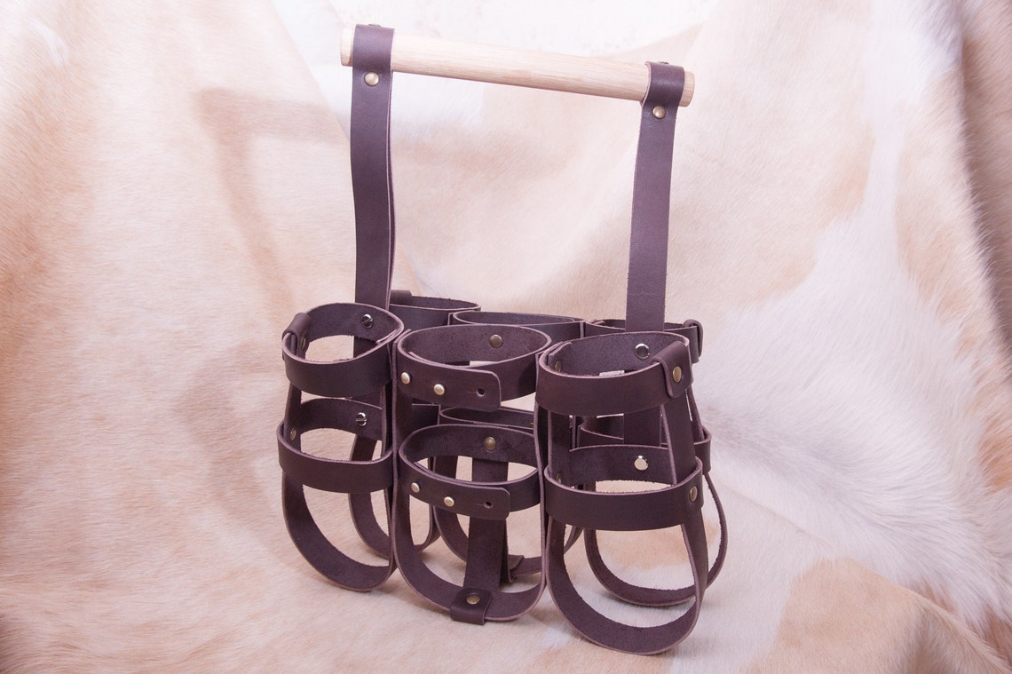 Leather Wine Bag Drink Holder Six Pack Wine Bottle Carrier Etsy