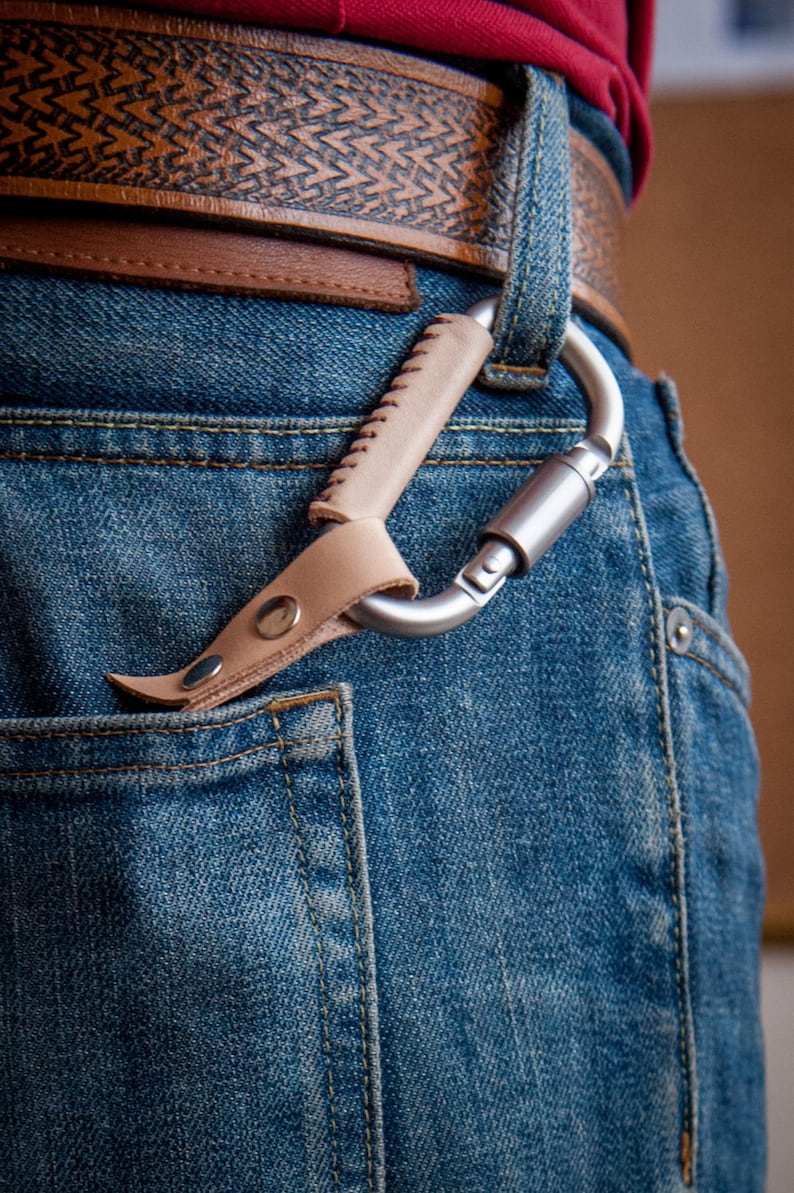 Leather wrap carabiner keychain Key ring carabiner Carabiner Etsy
