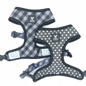 The Manhattan Reversible Harness, Dog Harness, Cat harness, Soft harness, Black and Grey, Australian.