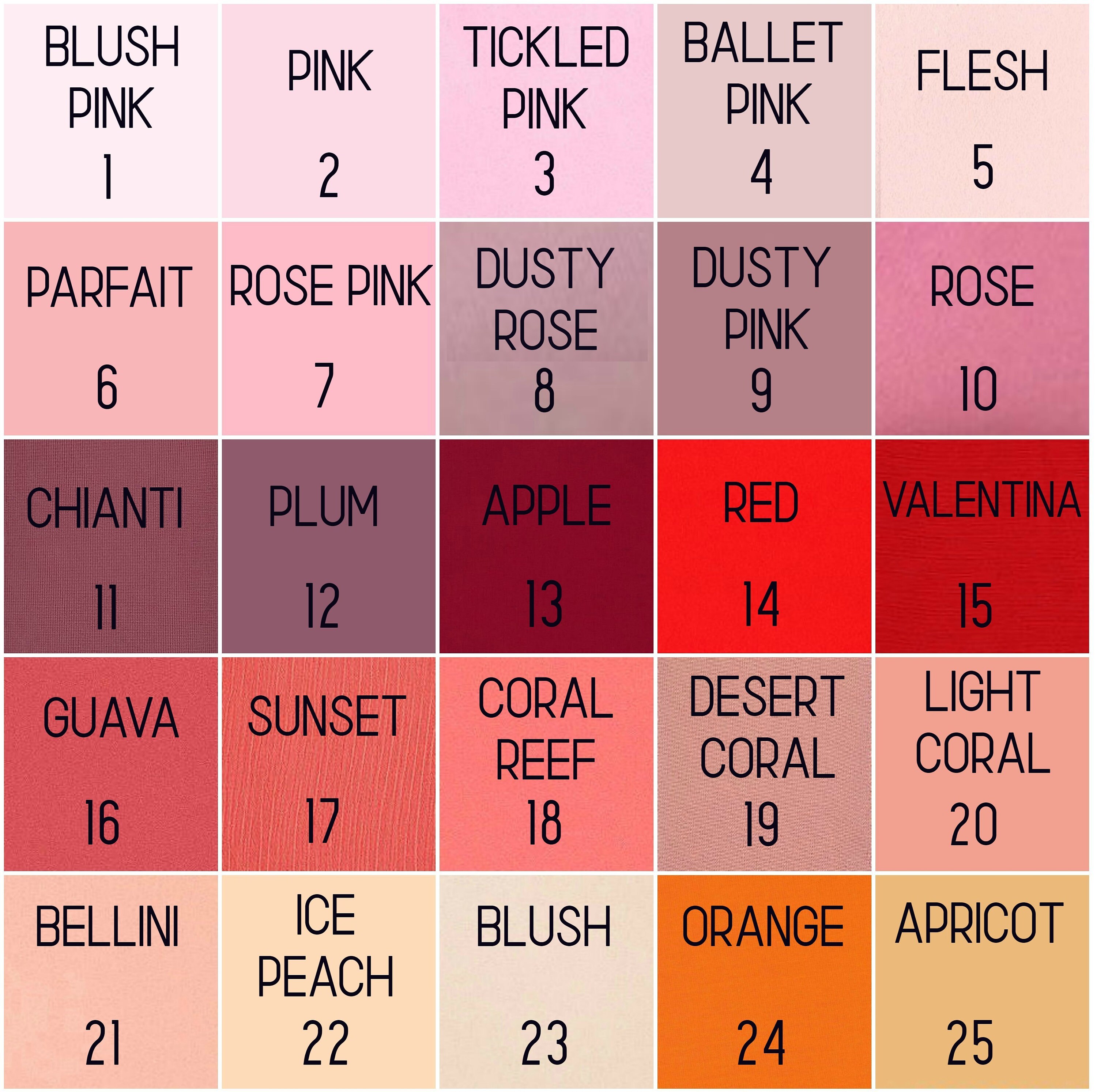 Fabric Swatches-Number 1 to 70