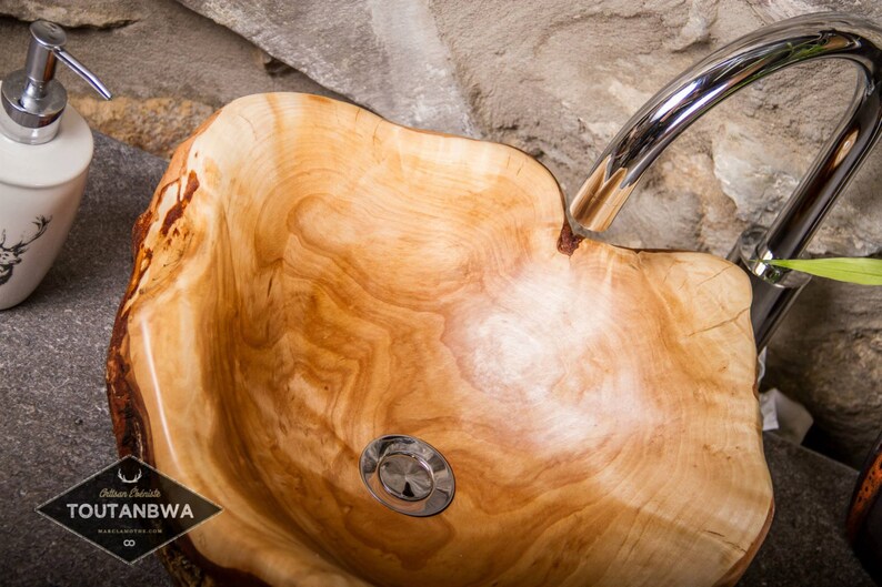 Backorder Small Burled Wood Vessel Sink Wooden Rustic Bohemian Decor Bathroom By Toutanbwa Ooak Made To Order