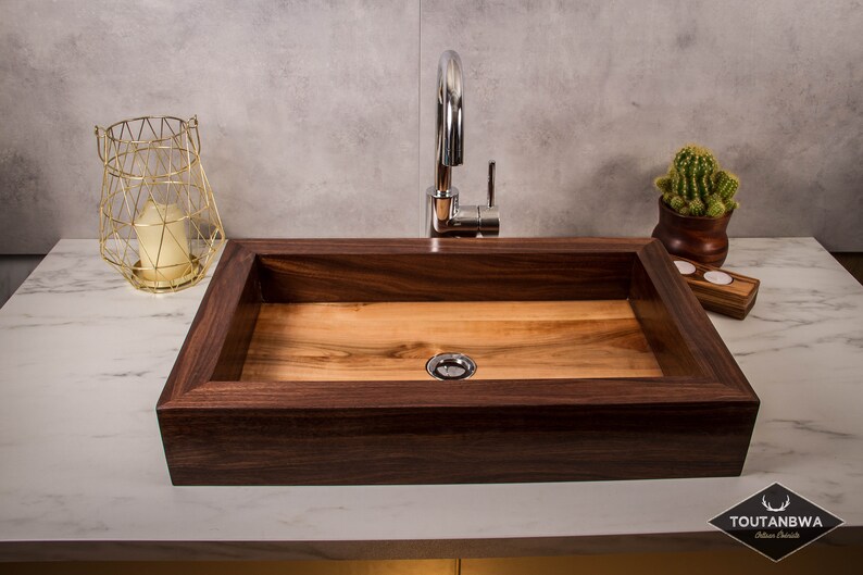 Large contemporary wooden sink wood vessel minimalist modern Etsy