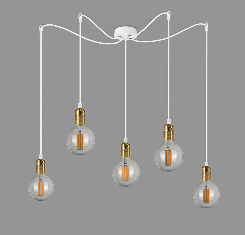 Great QUALITY NOT from China Spider Minimalistic Pendant Lamp UNO S5 chandelier with gold, copper, silver or black, white bulb holders image 6