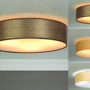 Spanish Wood Ceiling Lamp OCHO made of Natural Wooden Veneer: Cherry, Walnut or White Beech