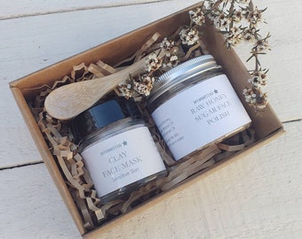 Facial Pamper Gift Box: Raw Honey Polish & Pink Clay Mask