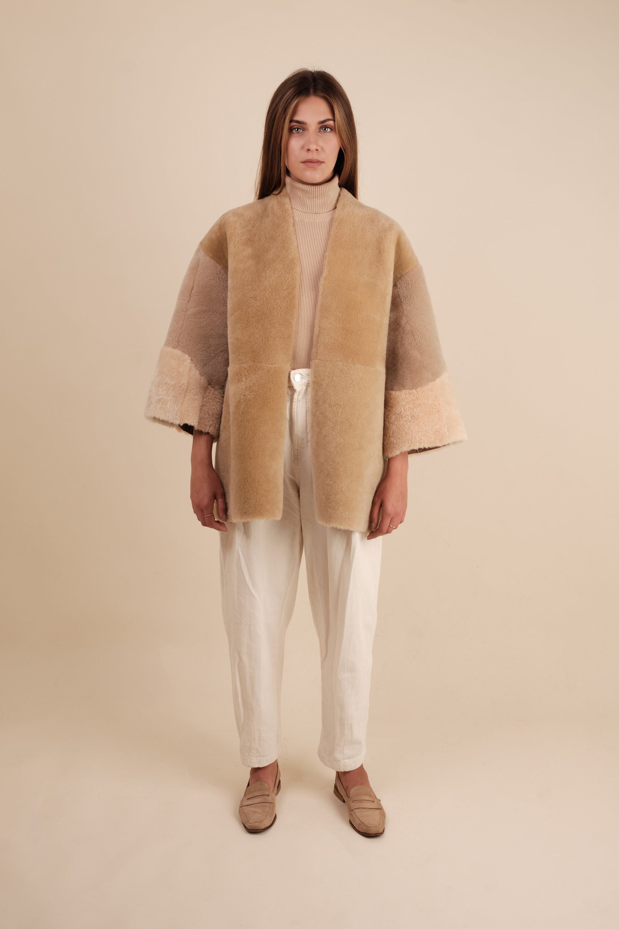 Bespoke Upcycled Vintage Shearling Kimono Jacket 