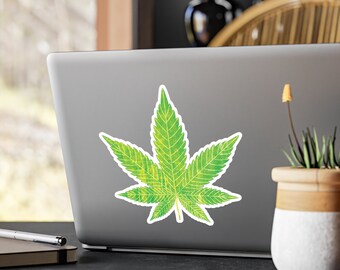 Pot Leaf Vinyl Decal - Marijuana Weed Cannabis Sticker For Car, Wall, Laptop
