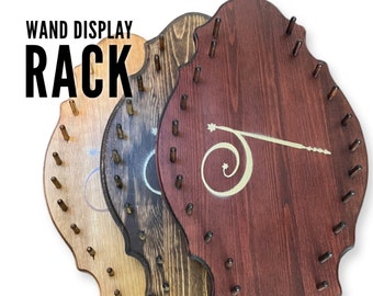 Enchanted Wand Wall Rack - Wand Display Rack, Holds 11 Wizard Wands, Oak, Honey, Mahogany Wood Finishes