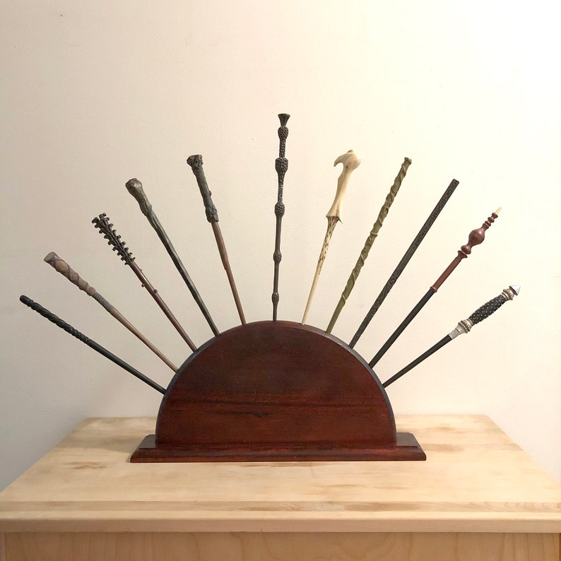Wand Display Stand Wooden Rack Holds 11 Wizard Wands for your Etsy