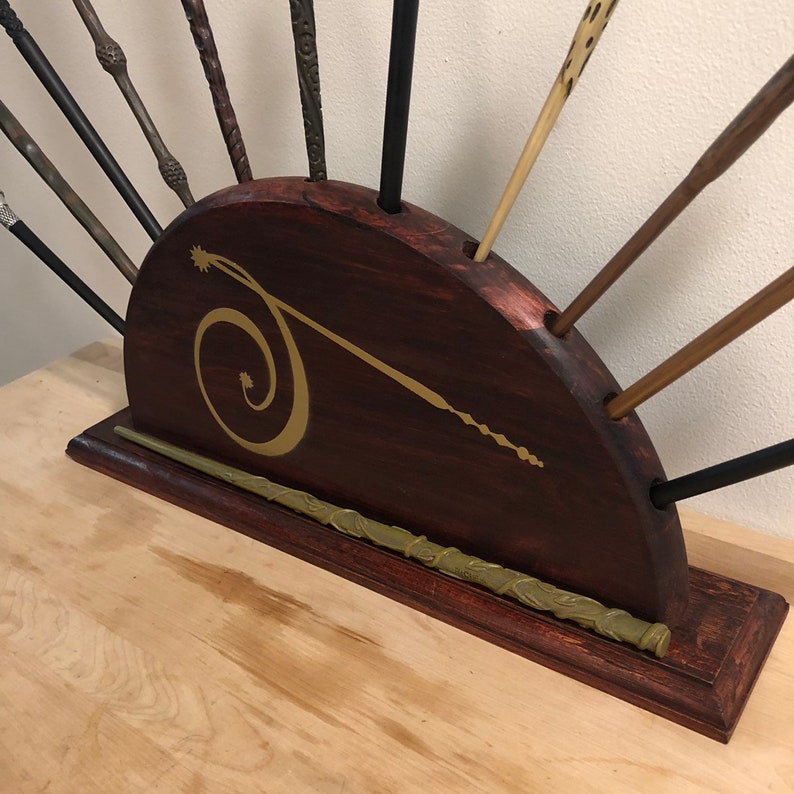 Wand Display Stand Wooden Rack Holds 11 Wizard Wands for your Etsy