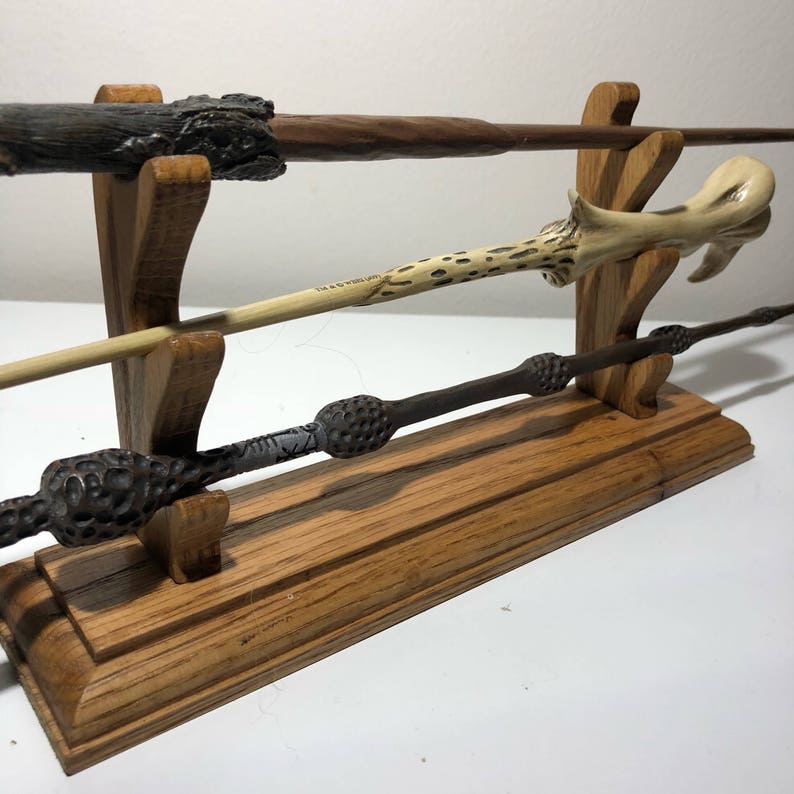 Wand Display Stand Wooden Rack Holds 14 Wizard Wands Etsy