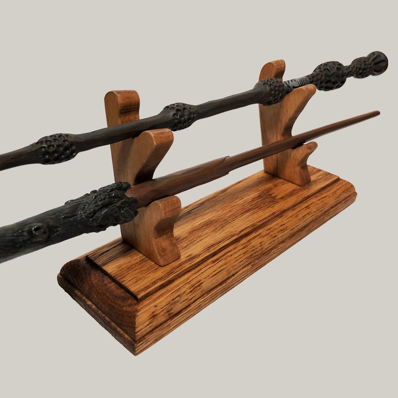 2 Wand Holder, Magic Wand Display, Wooden Wand Holder, Holds 2 Wizard Wands image 1