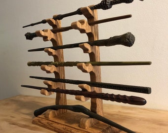 Wand Display Stand, Tree Design, Wooden Rack Holds 1-8 Wizard Wands