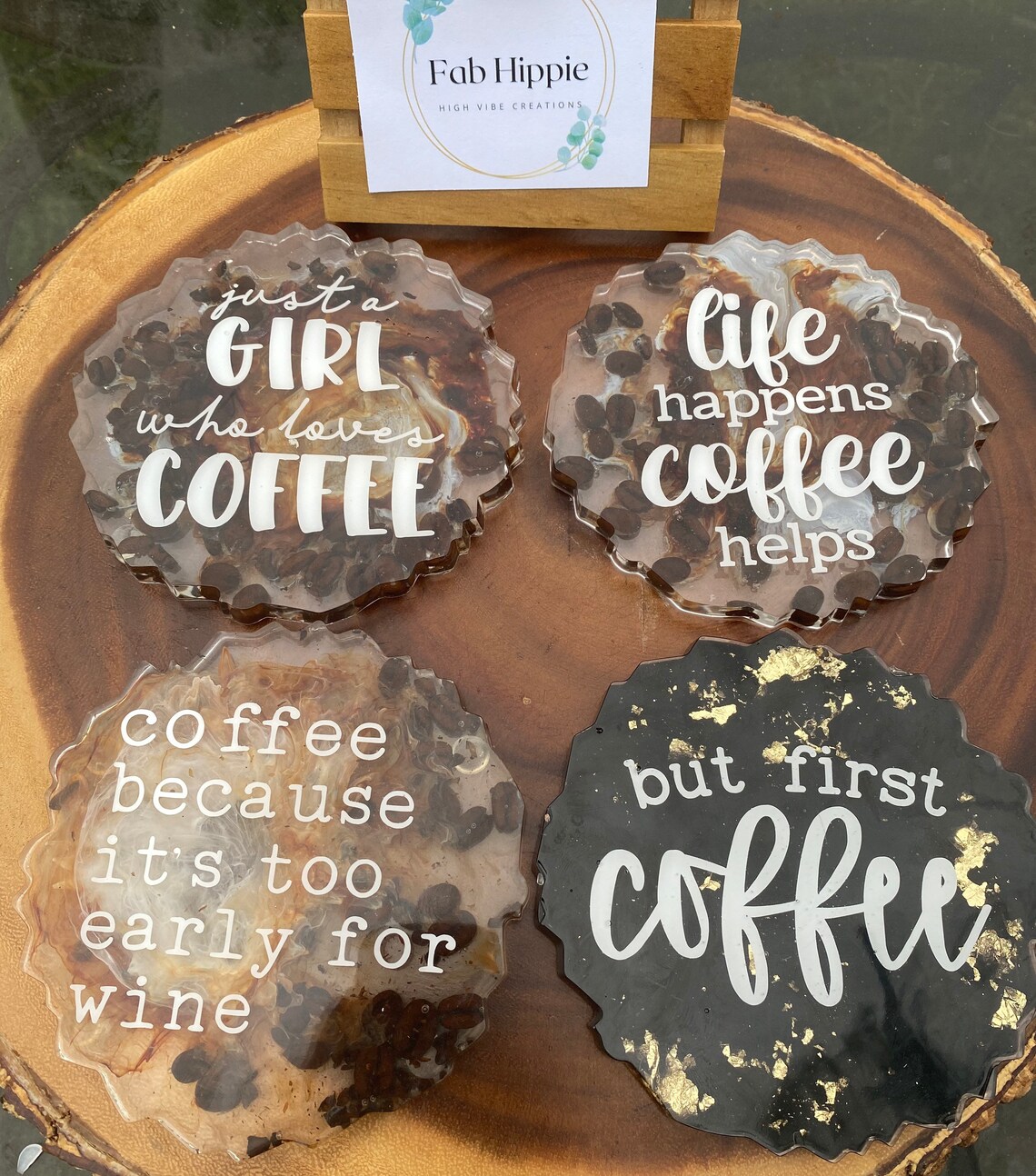 Large Coffee Resin Coaster real coffee beans inside great Etsy