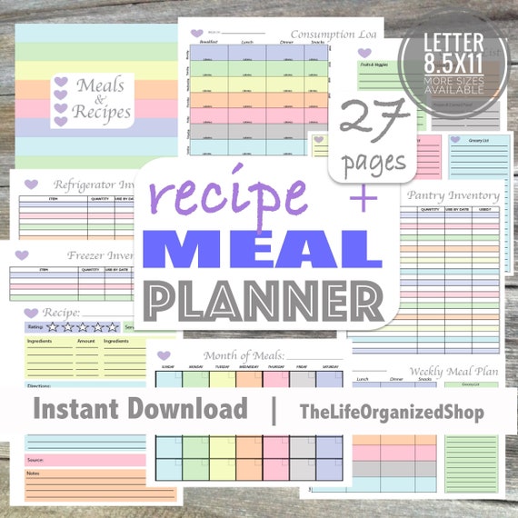 Meal Plan Weekly Meal Planner Grocery List Meal Planning Etsy