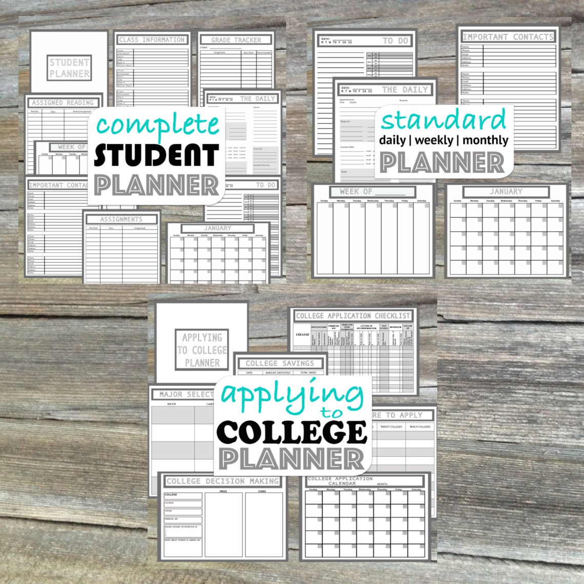 High School Student Planner Set High School Planner Student Etsy