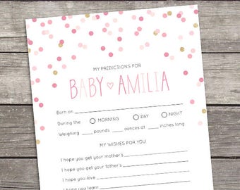 Baby Predictions &amp; Wishes Baby Shower Custom Printable | Etsy
