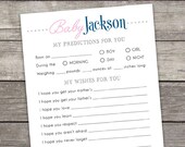 Baby Predictions &amp; Wishes Baby Shower Custom Printable - Etsy
