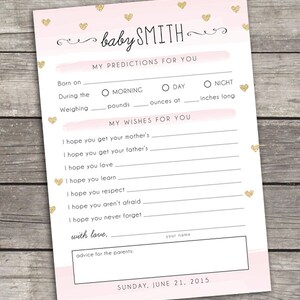 Baby Predictions &amp; Wishes Baby Shower Custom Printable Digital - Etsy