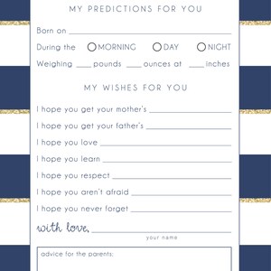 Baby Predictions &amp; Wishes Baby Shower Custom Printable - Etsy