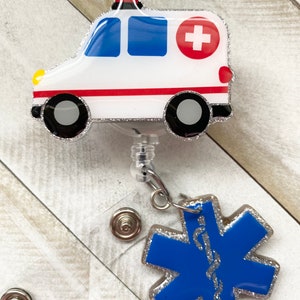 Badge Reel/Ambulance Badge Reel/Emergency Services Badge Reel/EMT Badge Holder/Medical Badge Reel/EMT/EMS