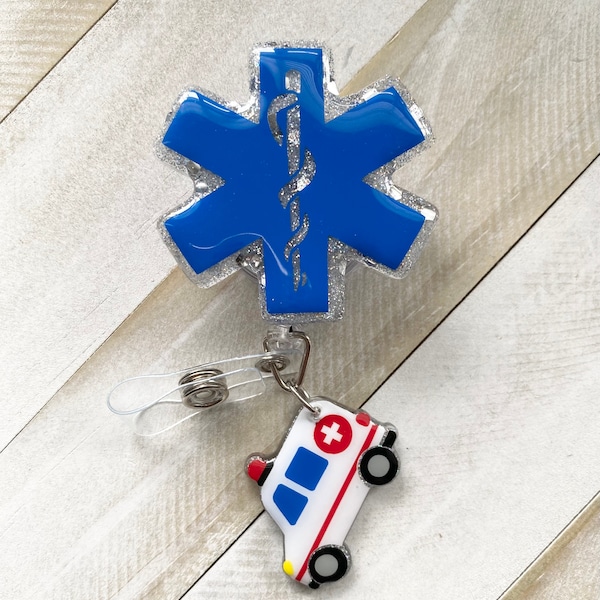 Badge Reel/Ambulance Badge Reel/Emergency Services Badge Reel/EMT Badge Holder/Medical Badge Reel/EMT/EMS