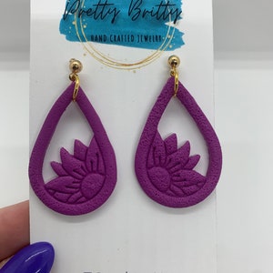 Pink Flower Teardrop Earrings