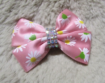 Pink hearts Dog hair Bow - 2 inch old fashioned - Yorkie bow+ conversation hearts pick your favorite style