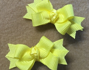 Solids Dog Bow - small Dog boutique mini - yorkie bow+  Teacup yellow pink red or hot pink