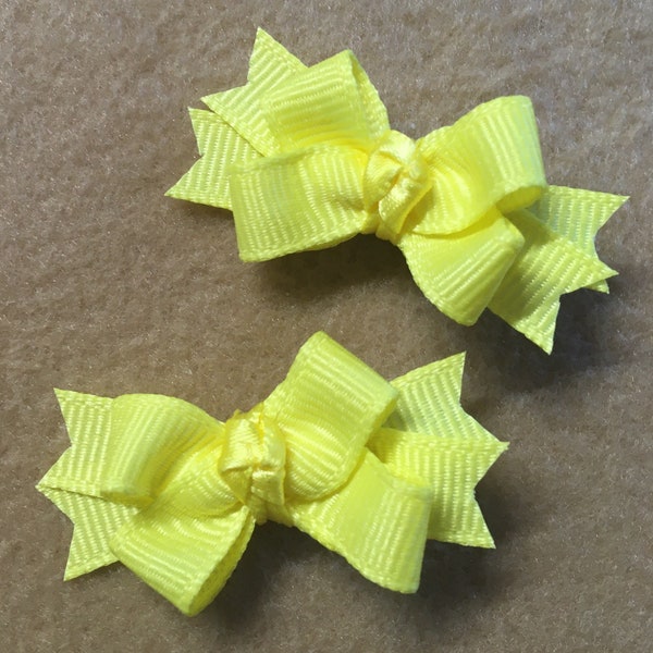 Solids Dog Bow - small Dog boutique mini - yorkie bow+  Teacup yellow pink red or hot pink