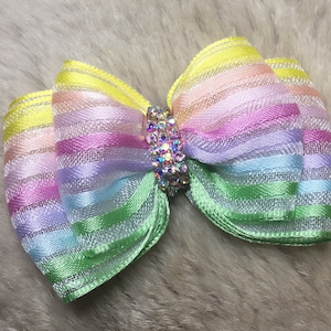 Pastel organza Dog hair Bow - 2 3/4&quot; boutique style rhinestone bling - Yorkie+
