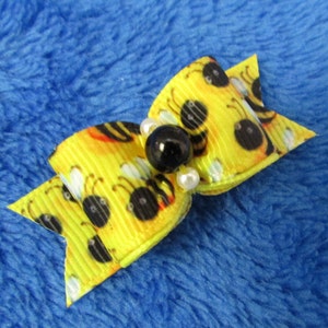 bumble bee Dog hair Bow - 5/8  single loop yellow summer - Yorkie/ Maltese/ Shih Tzu bow+
