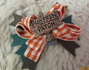 Lazo de pelo de perro con diseño de calabaza - 2 pulgadas, estilo boutique, Día de Acción de Gracias - Otoño - lazo para yorkie+