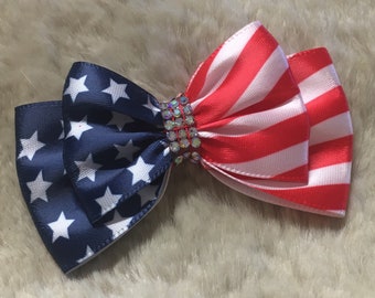 Old-fashioned Dog hair Bows - 2 3/4inch boutique patriotic - yorkie bow+