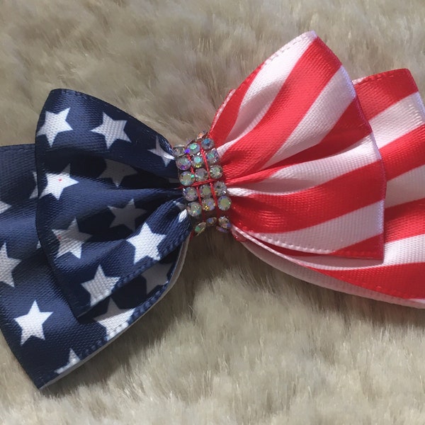 Old-fashioned Dog hair Bows - 2 3/4inch boutique patriotic - yorkie bow+
