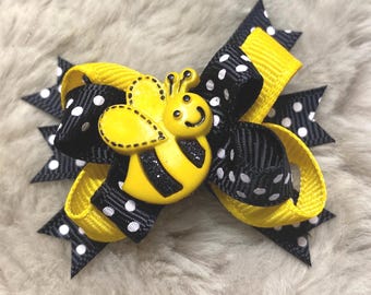Lazo para perro Bumble Bee - Boutique amarillo y negro de 2" - Lazo para yorkshire terrier+