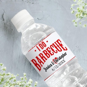 30 Water Bottle Labels, I Do BBQ, Engagement Party Wedding, Bachelorette, Bridal Shower, Customizable  Personalized Labels - I DO BBQ photo