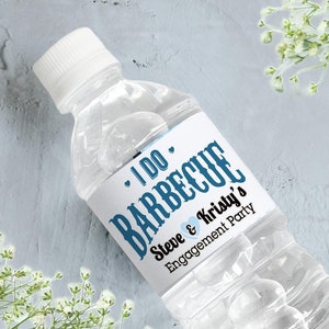 Printed Water Bottle Labels | I DO BBQ Blue  Waterproof, Smudge proof, Peel and Stick | Engagement Party, Bachelorette, Bridal | 30 Labels