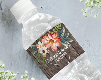 Floral Wedding Water Bottle Labels | Personalized Party Decor