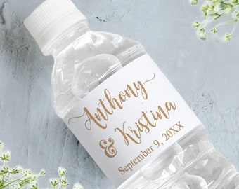 Wedding Water Bottle Labels, Personalized Water Bottle Labels, Gold Wedding Labels, Wedding Welcome Bags, Fall Wedding Favors