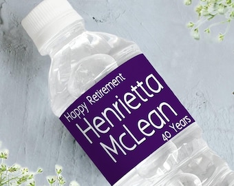 Personalized Retirement Water Bottle Labels: Custom Party Decor