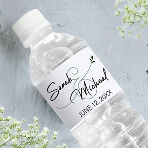 Personalized Minimalist Wedding Water Bottle Labels - Ampersand Design, Custom Color Labels for Destination Weddings & Welcome Bags
