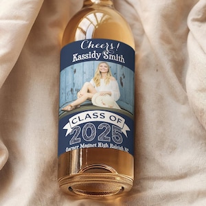Personalized Custom Mini Wine Bottle Labels  -Class of 2025 Mini Wine Labels - Set of 10