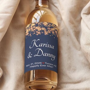 Personalized Gold Sparkle Winter Wine Bottle Labels | Custom Wine Favors for Weddings, Bridal Showers, Anniversaries, Birthdays & More