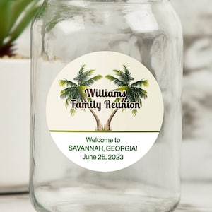 Personalized Custom Palm Trees Family Reunion Sticker Label Favors, Family Tree, Reunion Décor, Reunion Party Favors, Beach Reunion