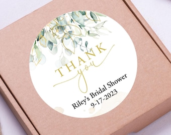 Eucalyptus Greenery Foliage Wedding Thank you Favor Labels - Personalized Stickers -  Round Stickers - Wedding Décor - Thank you