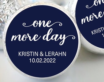 PRINTED 3/4" Round Candy Stickers | Personalized One More Day Kiss Stickers | Rehearsal Dinner Favors, Wedding Favor, Birthday, 108 Stickers