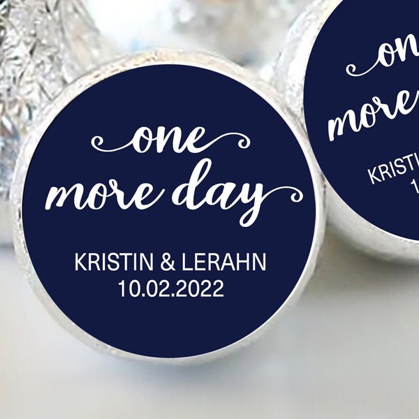 PRINTED 3/4" Round Candy Stickers | Personalized One More Day Kiss Stickers | Rehearsal Dinner Favors, Wedding Favor, Birthday, 108 Stickers